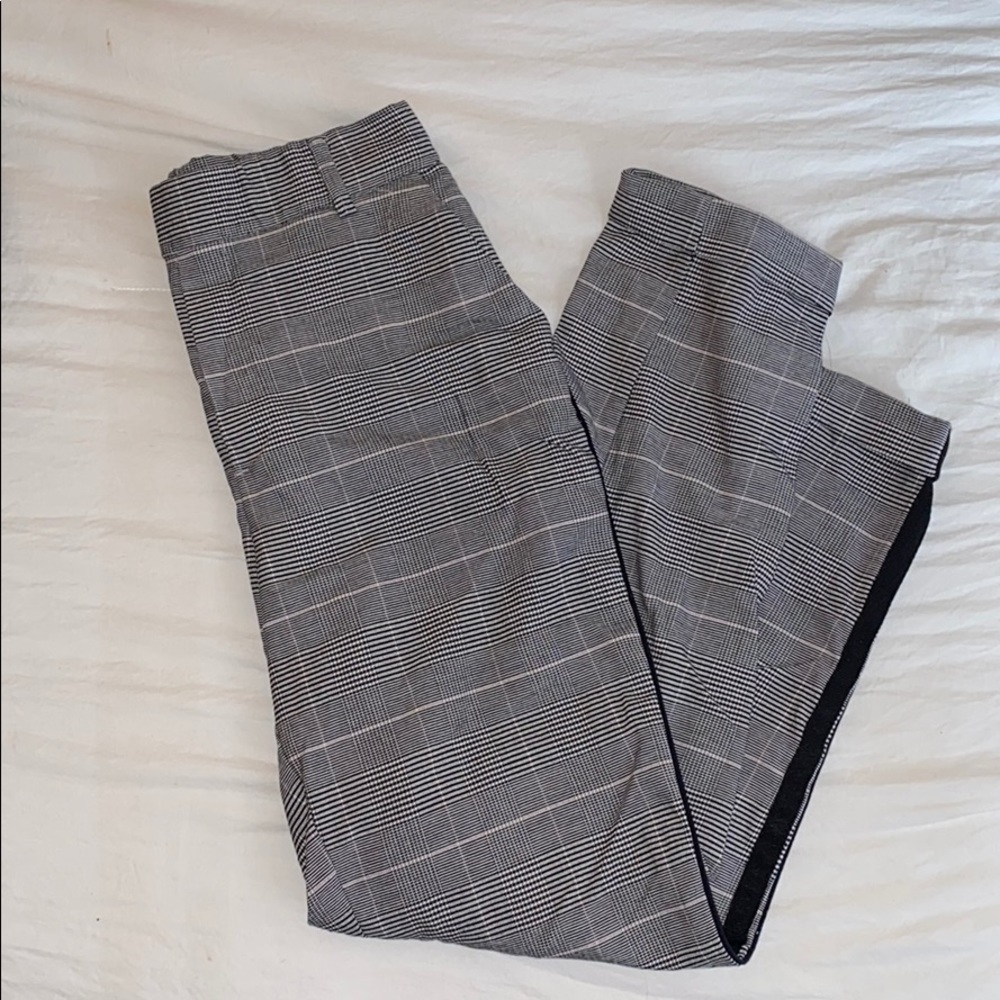 Zara plaid trousers with tuxedo stripe! Size XS